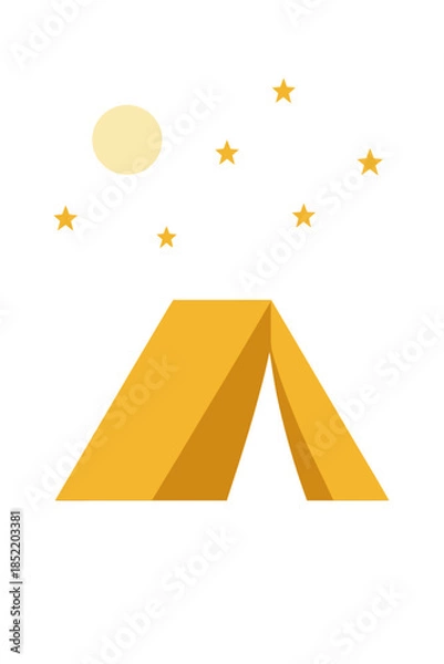Obraz Minimal Camping Tent Icon with Stars in Flat Style