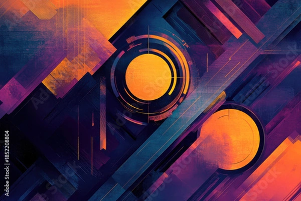 Obraz Abstract design created by vibrant and modern geometric shapes overlapping and intersecting