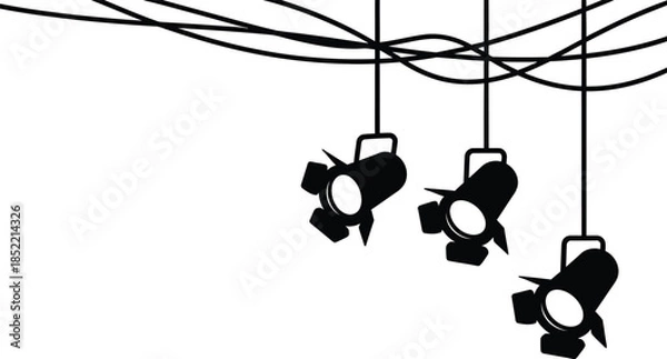 Fototapeta Three spotlights hanging from ceiling