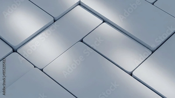 Obraz Abstract geometric pattern of light grey rectangular blocks with soft shadows.