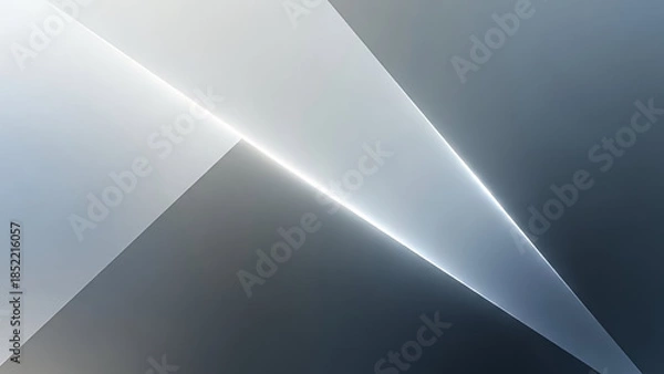 Obraz Abstract geometry with sharp angles and gradients in soft gray and white tones.