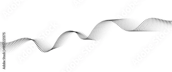 Obraz Flowing Dot Wave halftone gradient pattern on transparent background	