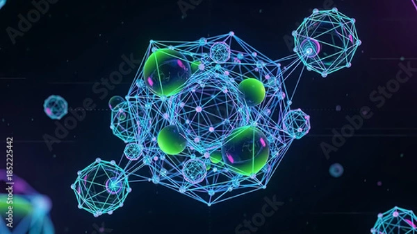 Obraz Vibrant digital abstract representing molecular structures in a futuristic design.