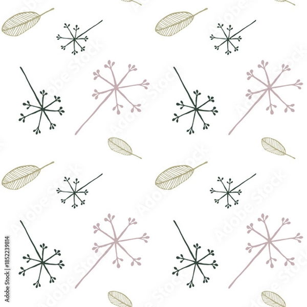 Obraz Winter flora streaming seamless repeat, perfect for modern wallpaper, background, print. Seamless natural pattern.