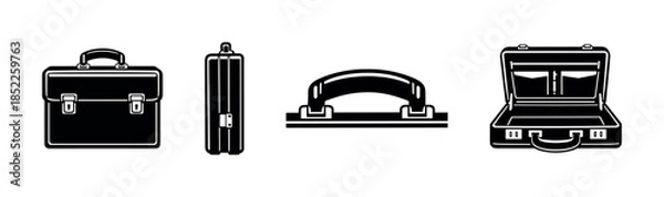 Obraz Briefcase icons set, vault, security, lock, safe, flat vector illustration