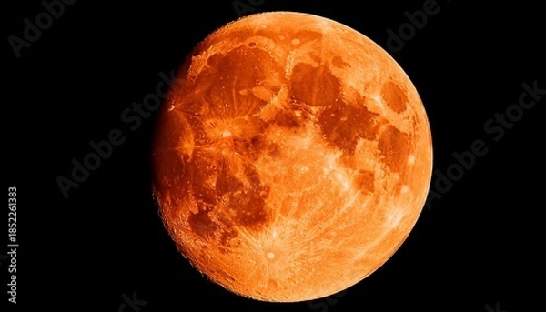 Obraz Full Orange Moon Isolated On Transparent Background Shining Bright
