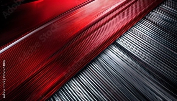 Obraz Dark Red And Silver Metallic Shiny Stripes Abstract Background