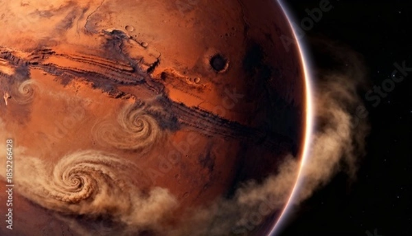 Obraz Planet Mars from space with massive dust storm