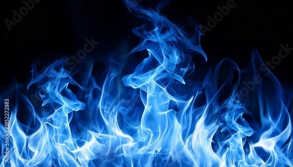 Obraz Perfect Blue Fire On Black Background