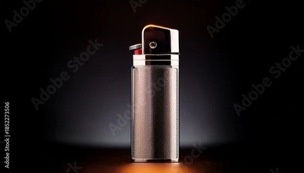 Obraz Metallic Lighter With Rounded Edges On Black Background