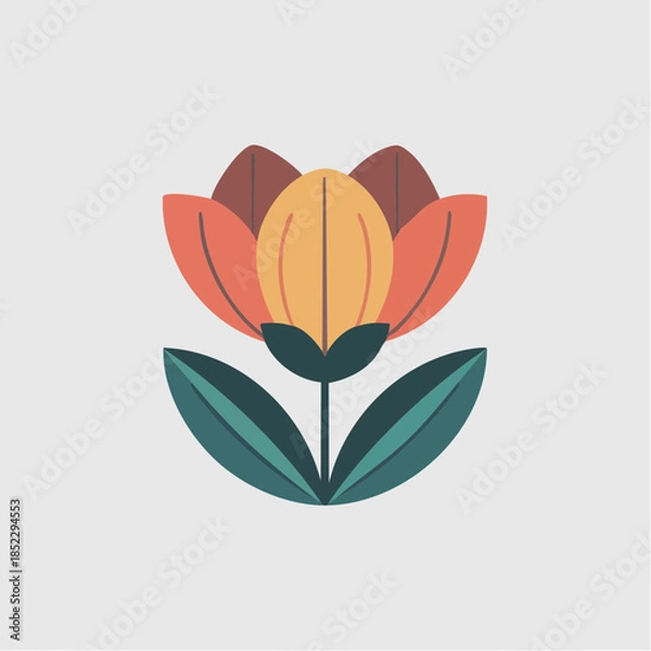 Obraz Minimal vector icon of blooming flower with soft curves