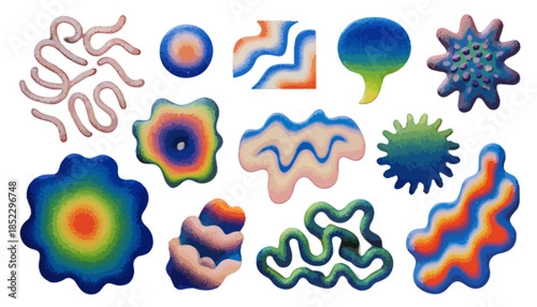 Obraz カラフルで抽象的な形状のセット、グラデーションカラーと透明感のあるデザイン、モダンな背景