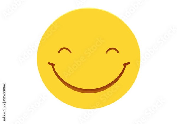 Obraz 笑顔のアイコン、透明な背景にシンプルな黄色い顔、幸せな感情を表現したイラスト