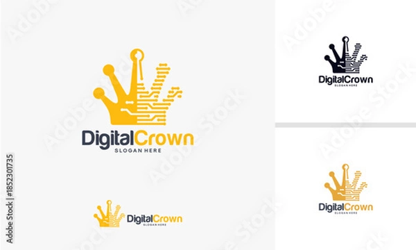 Obraz Digital Crown Logo Design Technology Concept.