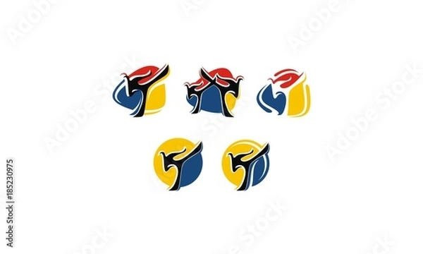Obraz fighter, silat, taekwondo, emblem symbol icon vector logo