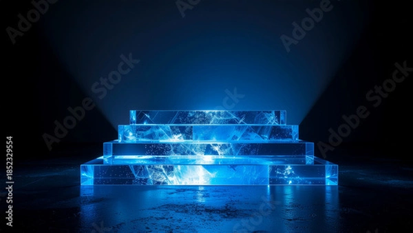 Obraz Glowing Blue Crystal Structure Display.