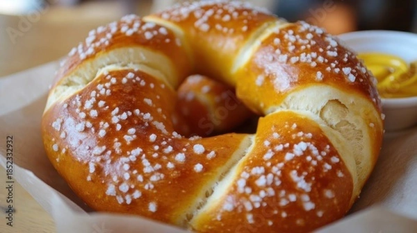 Obraz Soft pretzel with mustard