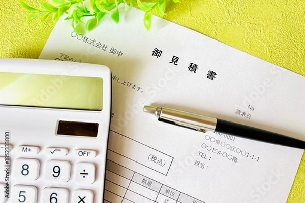 Obraz 見積書と電卓