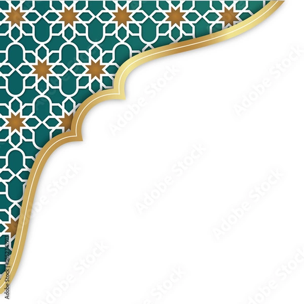 Obraz Islamic Geometric Pattern Corner with Golden Border