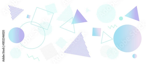 Obraz カラフルな幾何学模様の背景イラスト　ジオメトリック　グラデーション　メンフィス