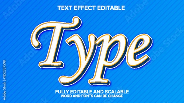 Fototapeta 3d text effect type vector editable