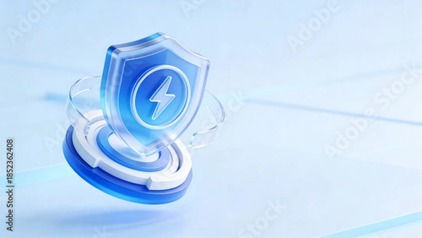 Obraz 3D Shield Icon with Lightning Symbol for Security
