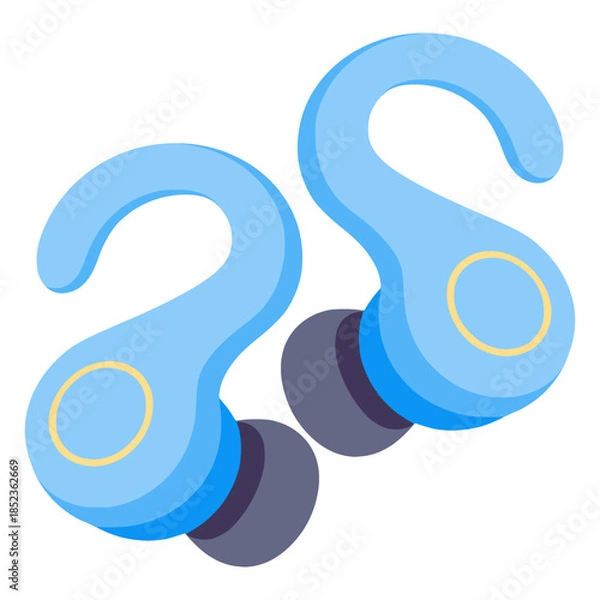 Obraz wireless sporty earphone flat color vector illustration template design