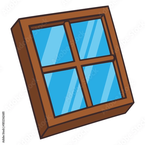 Obraz house shining window decoration flat color vector illustration template design