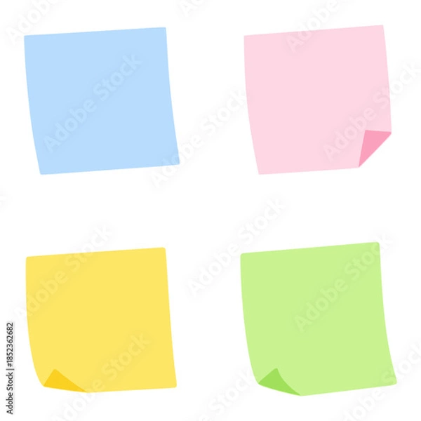 Obraz set of sticky notes work task flat color vector illustration template design