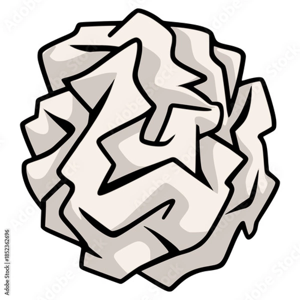 Obraz Crumpled paper waste ball flat color vector illustration template design