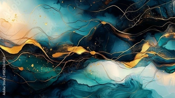 Obraz Luxurious Marble Texture with Elegant Golden Lines