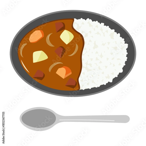 Obraz 器に盛ったカレーライスのイラスト