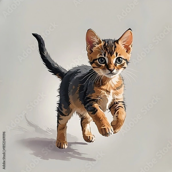 Obraz 粋よいよく動くアビシニアンの子猫のイラスト