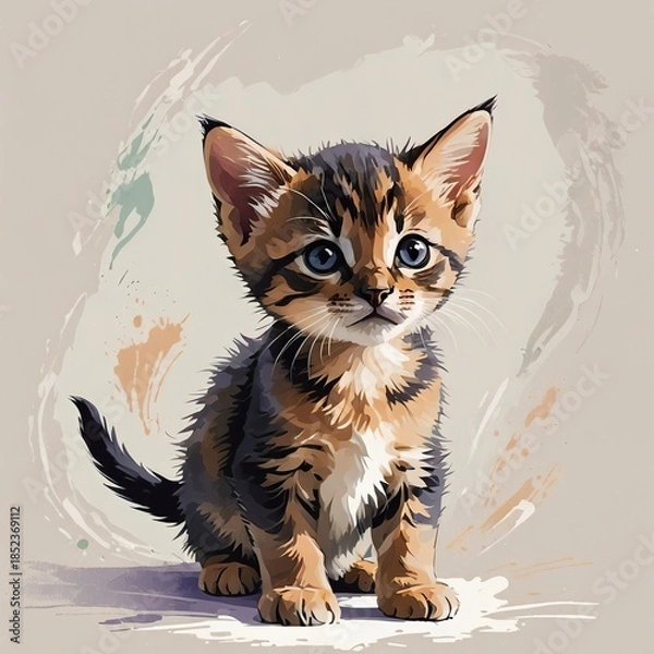 Obraz アビシニアンの子猫が座ってポーズを決める姿