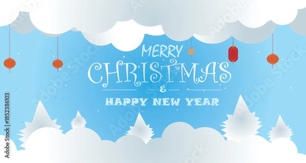 Obraz background, banner, blue, branch, calligraphy, card, celebration, christmas