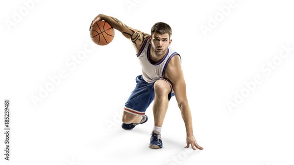 Obraz one basketball player jump isolation