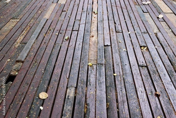 Obraz Old and damaged timber walkway texture background