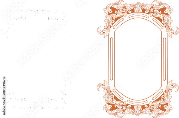 Obraz Elegant Ornate Baroque Scrollwork Frame Borders on Dark Background