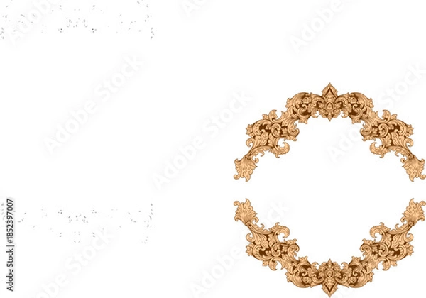 Obraz Elegant Ornate Baroque Scrollwork Frame Borders on Dark Background