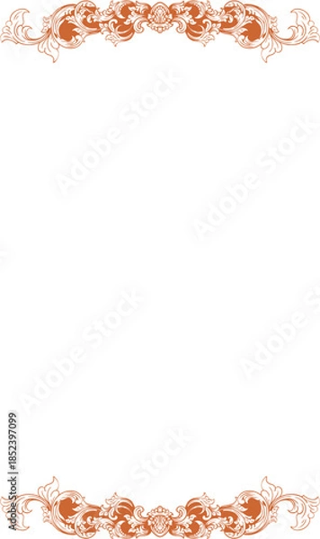 Fototapeta Elegant Ornate Baroque Scrollwork Frame Borders on Dark Background