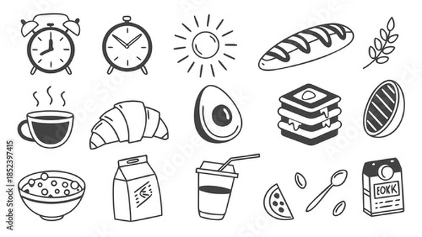 Obraz Illustrations of breakfast items