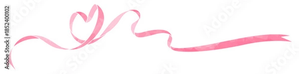 Fototapeta ハート型のリボン、デコレーション素材、水彩カラー