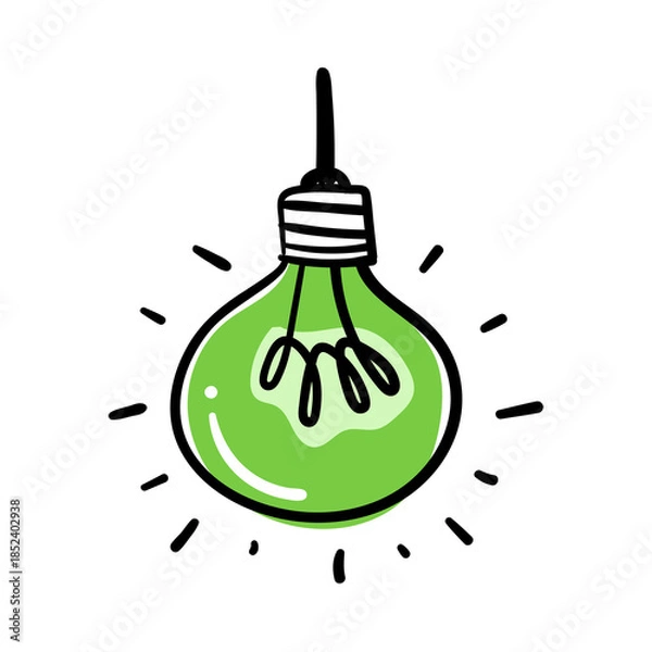 Obraz Light bulb creative idea icon set on transparent background. Creative idea in light bulb concept with black and green line icon set. Flat idea, creativity, inspiration, innovation, solution symbol 