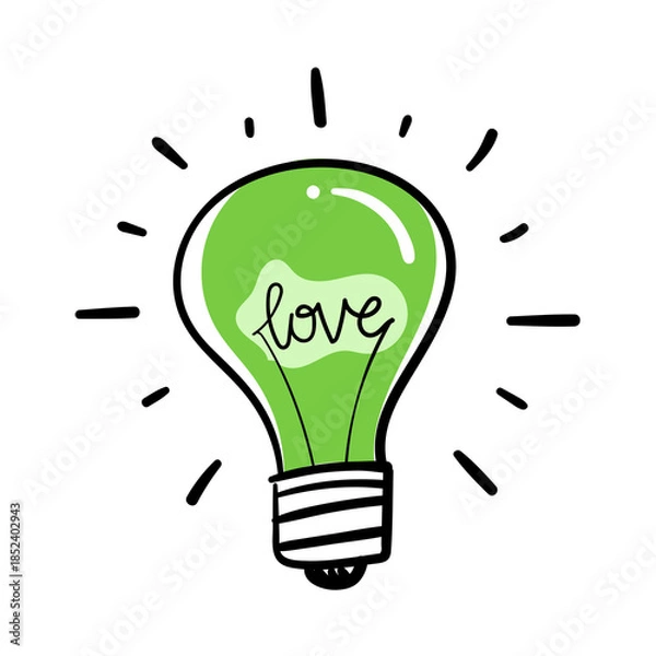 Obraz Light bulb creative idea icon set on transparent background. Inspiration in light bulb concept with black and green line icon set. Flat idea, creativity, inspiration, innovation, and solution symbol 