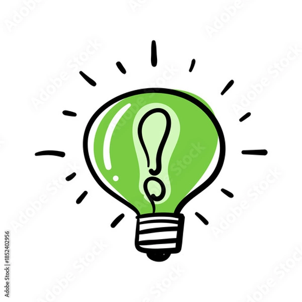 Obraz Light bulb innovation icon set on transparent background. Creative idea in light bulb concept with black and green line icon set. Flat idea, creativity, inspiration, innovation, solution symbol 