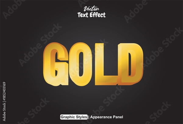 Obraz gold text effect with 3d style and black background.