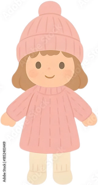 Obraz 겨울소녀_분홍니트_아동룩일러스트