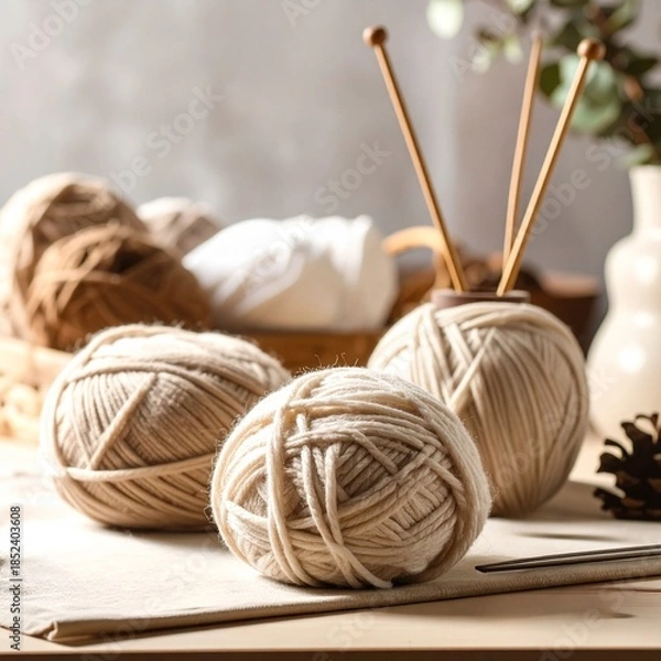 Obraz 털실_니팅재료_따뜻한 감성 뜨개질 공간