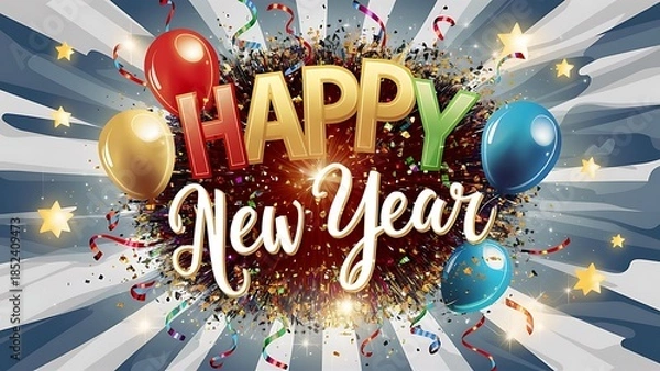 Obraz Happy new year background with ballons. 