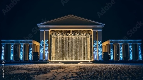 Obraz 冬の夜に照らされる屋外ステージ